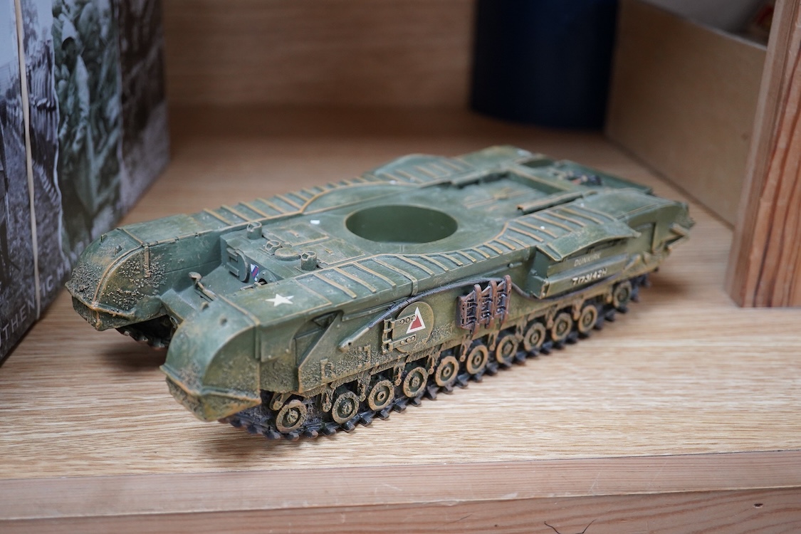 A boxed King & Country First WWII Churchill Tank and two crew (DD51), from the Fighting Vehicles series